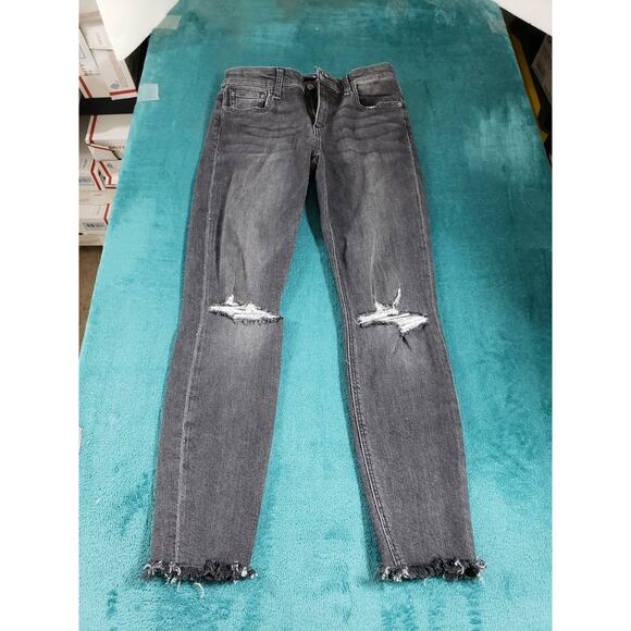 Joes Jeans Size 27 Womens Black Stretch Pants Ladies Mid Rise Fray Hem Ankle - Picture 2 of 13